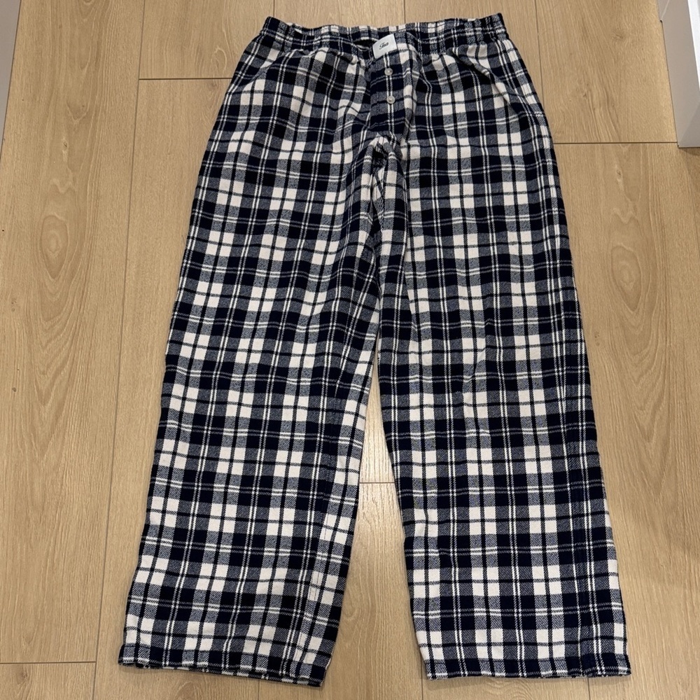 Aritzia Slowdown 100% Cotton Plaid Low Rise Wide Leg Pants - Picture 3 of 8